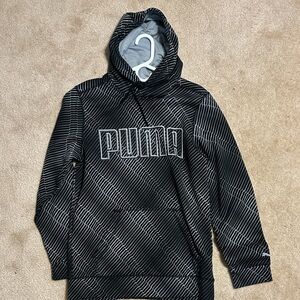 Puma Men’s Black Hoodie with Gray Stripe Logo